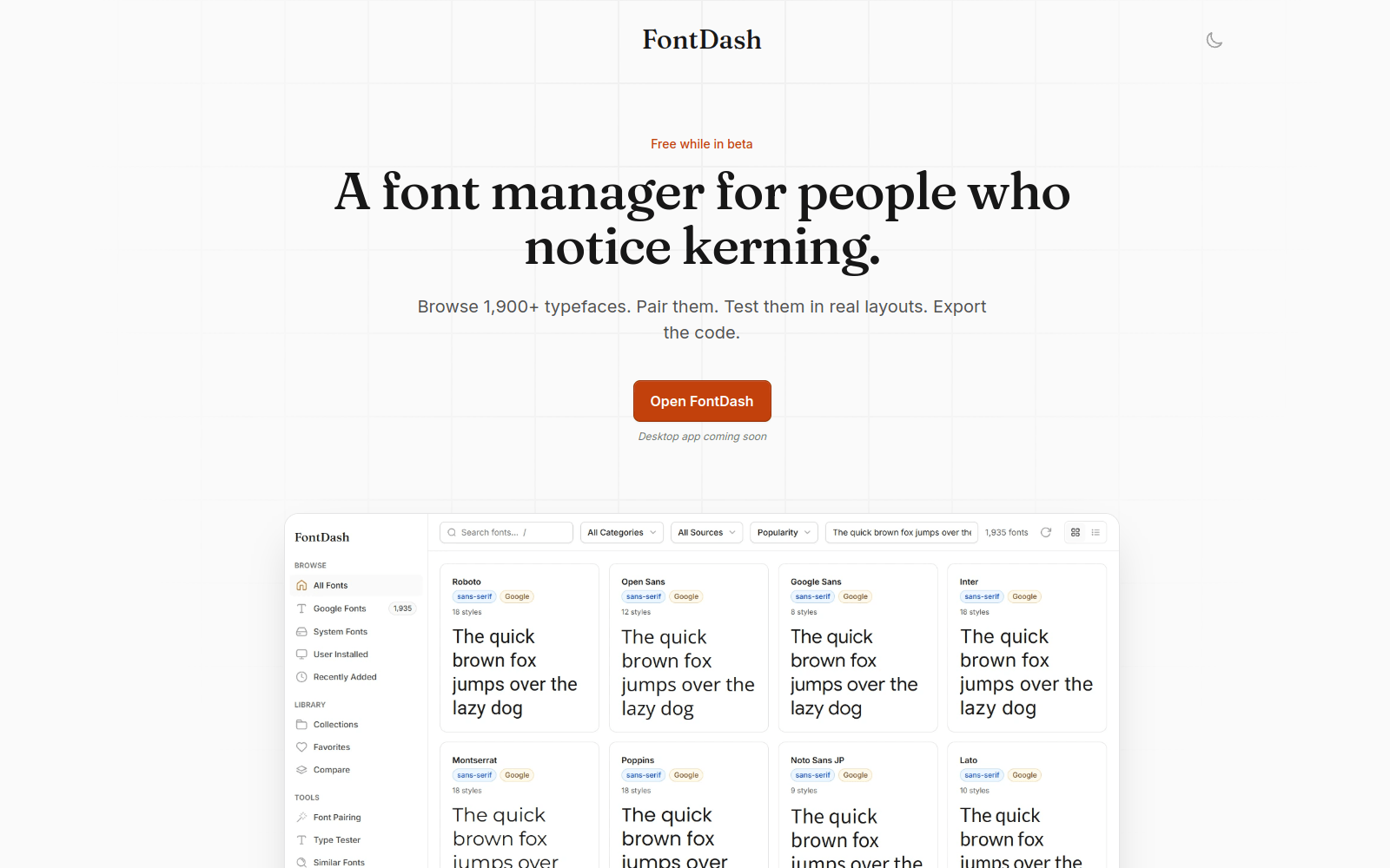 FontDash preview